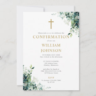 Invitación Monograma de Confirmación Floral de Eucalipto