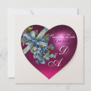 Invitación MONOGRAMA DE CORAZÓN ROSA NO ME OLVIDES White Cham