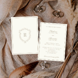 Invitación Monograma de cresta de marfil antiguo dinero de bo
