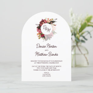 Invitación Monograma de crisantemo sobre blanco puro