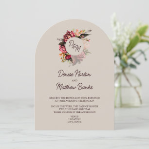 Invitación Monograma de crisantemo sobre la palma perfecta