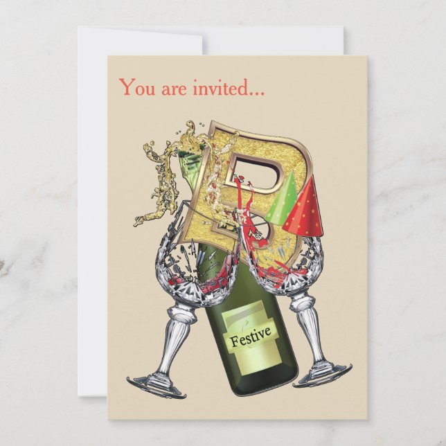Invitación Monograma de Cumpleaños Capital -letra B (Anverso)