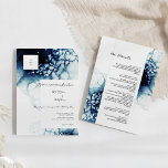 Invitación Monograma de destino Detalles de todo en un Boda<br><div class="desc">Este Monograma de Destino Detalles de Invitación Todo en una Boda Pareja de diseño elegante y clásico blanco con llamativas olas de color azul real azul oscuro del agua del océano como un magnífico telón de fondo para sofisticados detalles de tipografía minimalista y escritura boho. Perfecto para una moderna estética...</div>