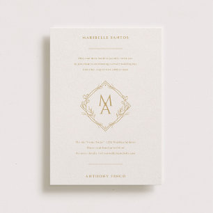 Invitación Monograma De Diamantes Con Boda De Flores