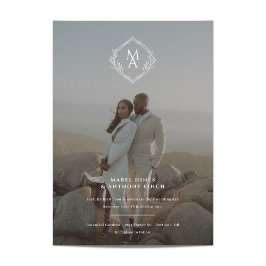 Invitación Monograma de diamantes y Boda de fotografías