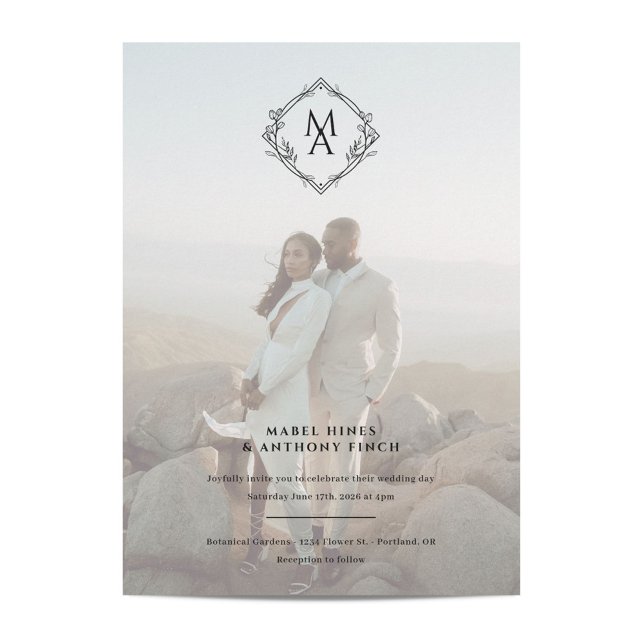 Invitación Monograma de diamantes y Boda de fotografías (Subido por el creador)