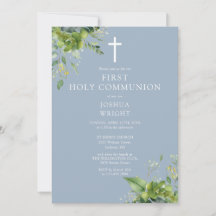 Monograma de dusty blue greenery para Primera Comu