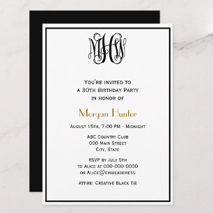 Invitación Monograma de escritura de vino negro B&G DIY BG Cu