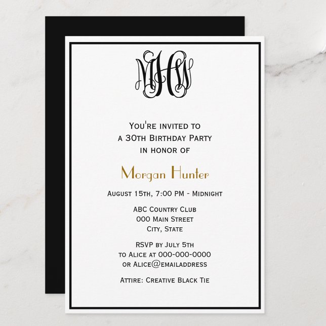 Invitación Monograma de escritura de vino negro B&G DIY BG Cu (Subido por el creador)