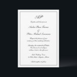 Invitación Monograma de escritura formal matrimonio elegante<br><div class="desc">Invitación a la boda de estilo tradicional con un diseño sencillo en blanco y negro clásico con su monograma en la parte superior junto con los detalles de su boda en un guión elegante rodeado por un borde. El color puede cambiarse a cualquier color que desee haciendo clic en el...</div>