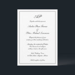 Invitación Monograma de escritura formal matrimonio elegante<br><div class="desc">Invitación a la boda de estilo tradicional con un diseño sencillo en blanco y negro clásico con su monograma en la parte superior junto con los detalles de su boda en un guión elegante rodeado por un borde. El color puede cambiarse a cualquier color que desee haciendo clic en el...</div>