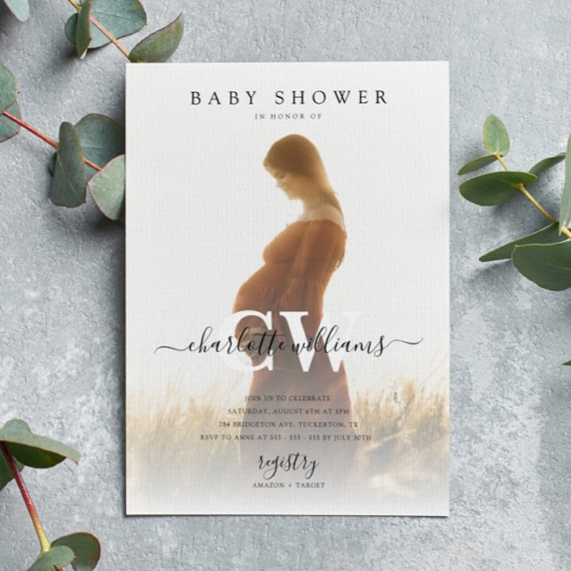 Invitación Monograma de escritura moderna Baby Shower (Subido por el creador)