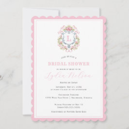 Invitación Monograma de Escudo floral de abuelo | Novia