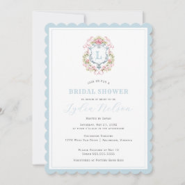 Invitación Monograma de Escudo floral de abuelo | Novia