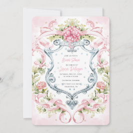 Invitación Monograma de Escudo floral romántico | Novia