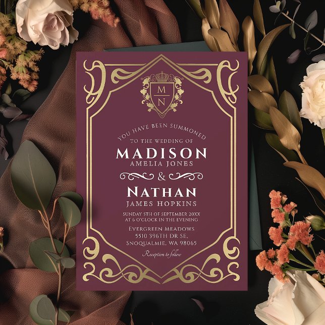 Invitación Monograma de fantasía medieval real Boda (Subido por el creador)