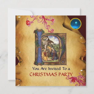 Invitación Monograma de FIESTA de NAVIDADES de NATIVIDAD
