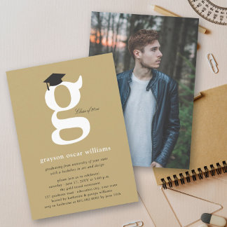 Invitación Monograma de firma 'G' Clase de 2026 Graduada de ú