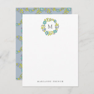 Invitación Monograma de flor azul Estacionamiento personal