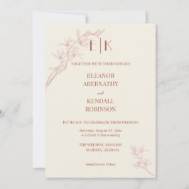 Invitación Monograma de flor inmadura