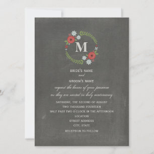 Invitación Monograma de flor inspirado en el cartón