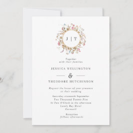 Invitación Monograma de flor silvestre bohemio Boda