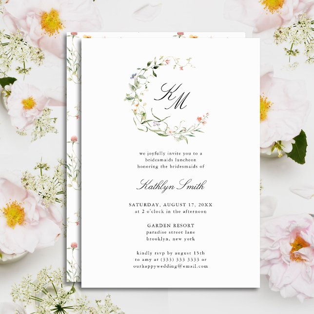 Invitación Monograma de flor silvestre Novias de Bridesmaids  (Subido por el creador)