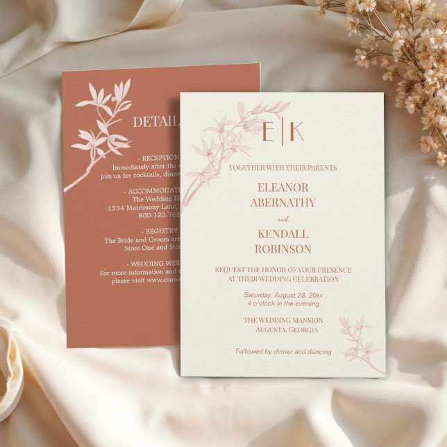 Invitación Monograma De Flor Sin Tiempo Todo En Un Boda Invit (Subido por el creador)