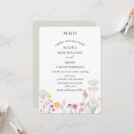 Invitación Monograma de flores silvestres de primavera colori