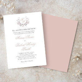 Invitación Monograma de guión de caligrafía de Boda rosa de R