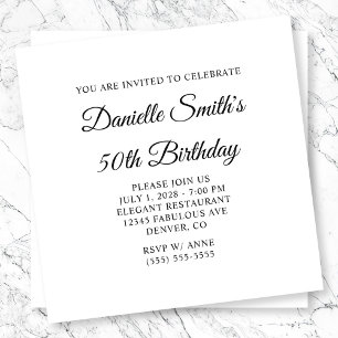 Invitación Monograma de guión elegante 50 cumpleaños