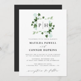 Invitación Monograma de Hedera | Ivy Eucalyptus Boda Botánico