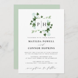 Invitación Monograma de Hedera | Ivy Eucalyptus Boda Botánico