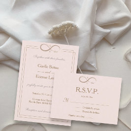 Invitación Monograma de Infinito Elegante Rosa Claro RSVP de 