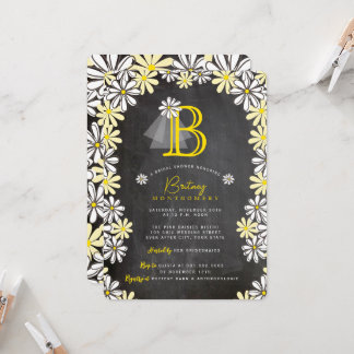 Invitación Monograma de la cortina de velo de novia en pizarr