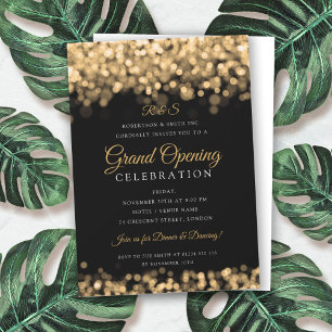 Invitación Monograma de la gran apertura de Gold Glam Corpora