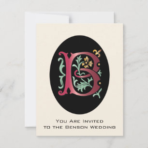 Invitación Monograma de la letra B Fleur de lis