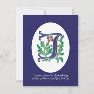 Invitación Monograma de la letra J Flor de lis