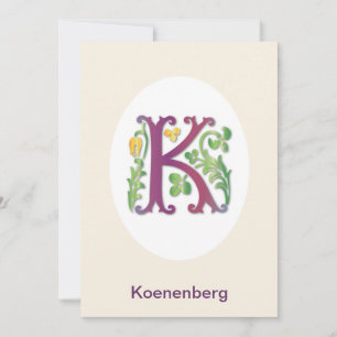Invitación Monograma de la letra K Fleur de lis