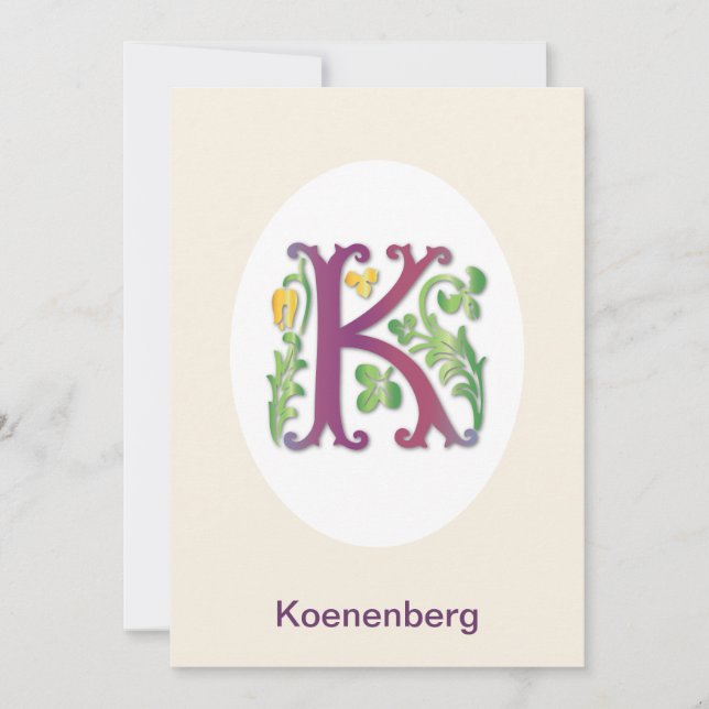 Invitación Monograma de la letra K Fleur de lis (Anverso)