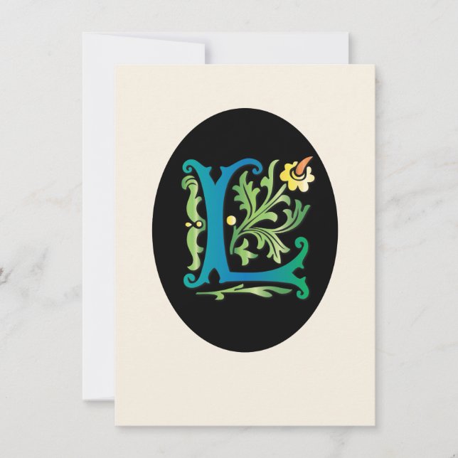 Invitación Monograma de la letra L Flor de lis (Anverso)