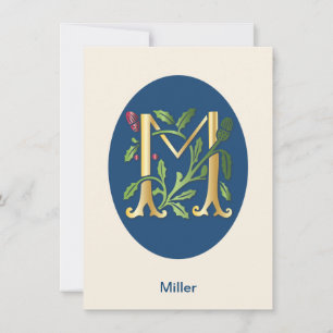 Invitación Monograma de la letra M Fleur de lis