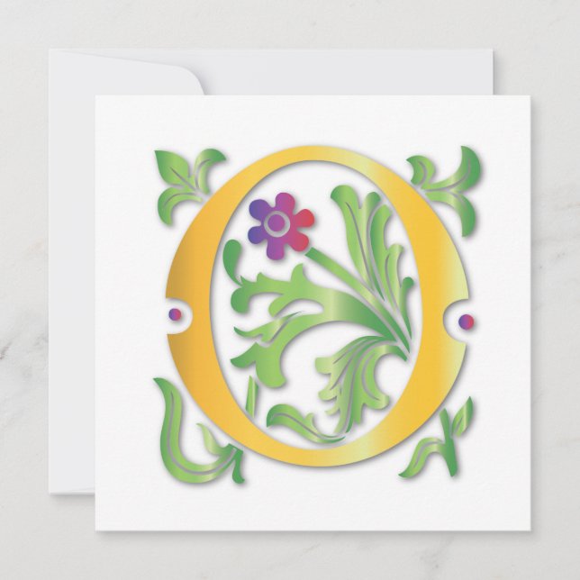 Invitación Monograma de la letra O con flor de lis (Anverso)
