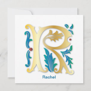 Invitación Monograma de la letra R Fleur de lis