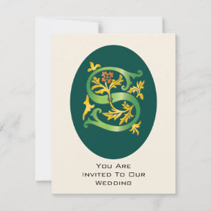Invitación Monograma de la letra S Fleur de lis