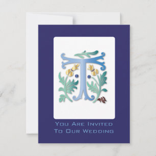 Invitación Monograma de la letra T Flor de lis