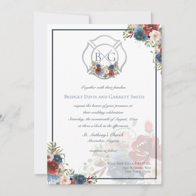 Invitación Monograma de la lucha contra los incendios de Borg (Anverso)