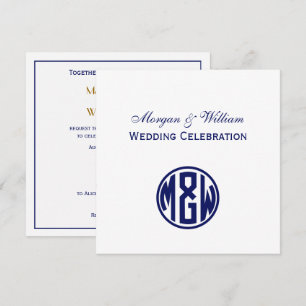 Invitación Monograma de la marina blanca Tipo de letra DIY BG