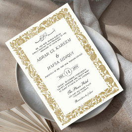 Invitación Monograma de la pareja de bodas elegante con borde