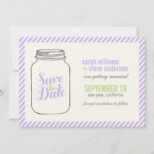 Invitación Monograma de Lavender Mason Jar Guardar La Fecha